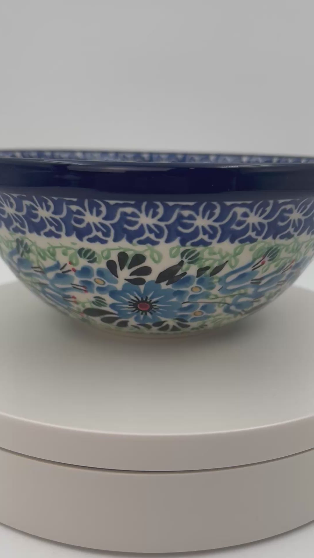 Polish pottery 6.” Bowl in the UNIKAT Windswept Blues pattern.
Ceramika Artystyczna Company