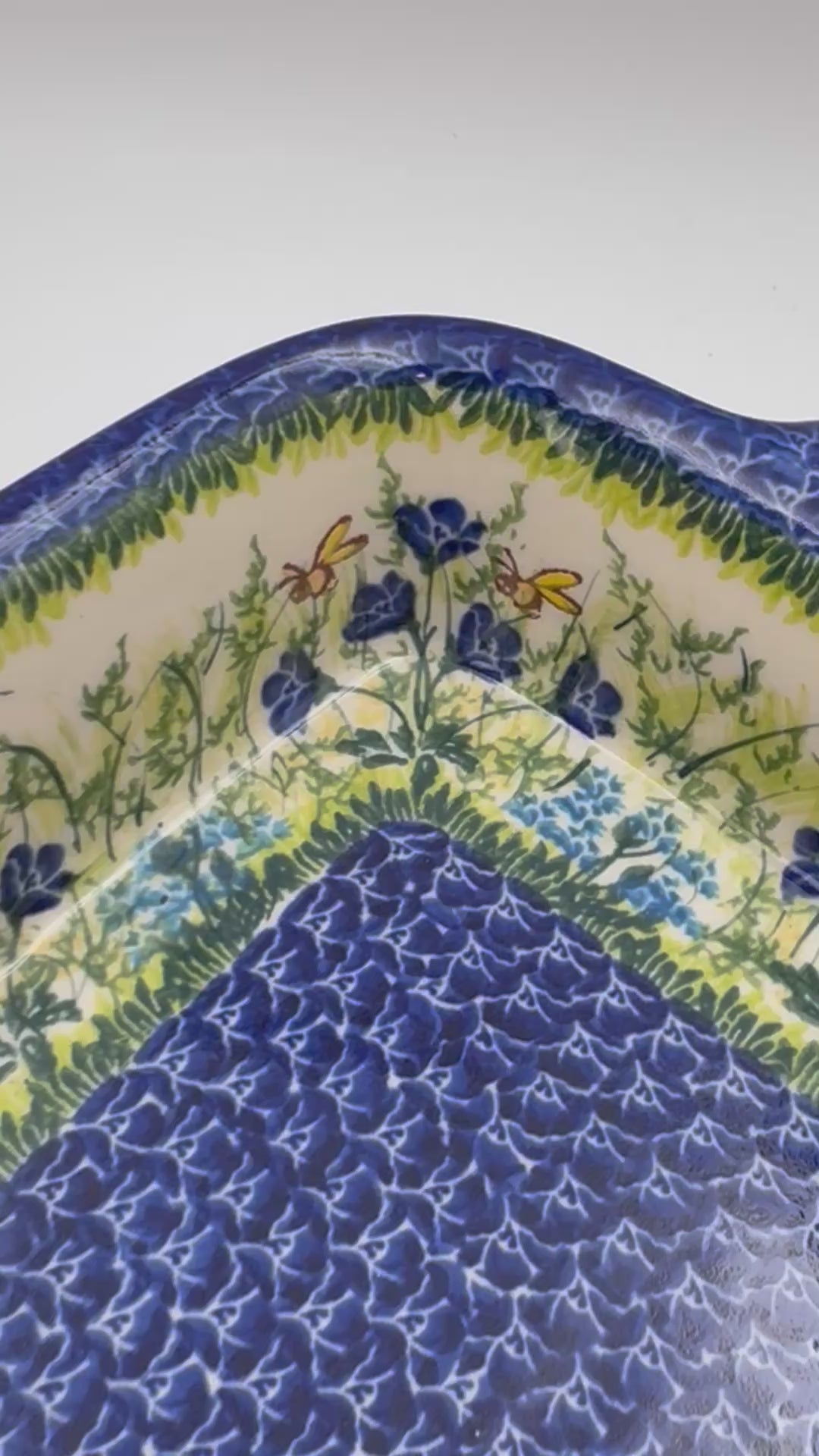 9” Lasagna Baker Handmade in Poland.  UNIKAT Blueberry Meadow Design