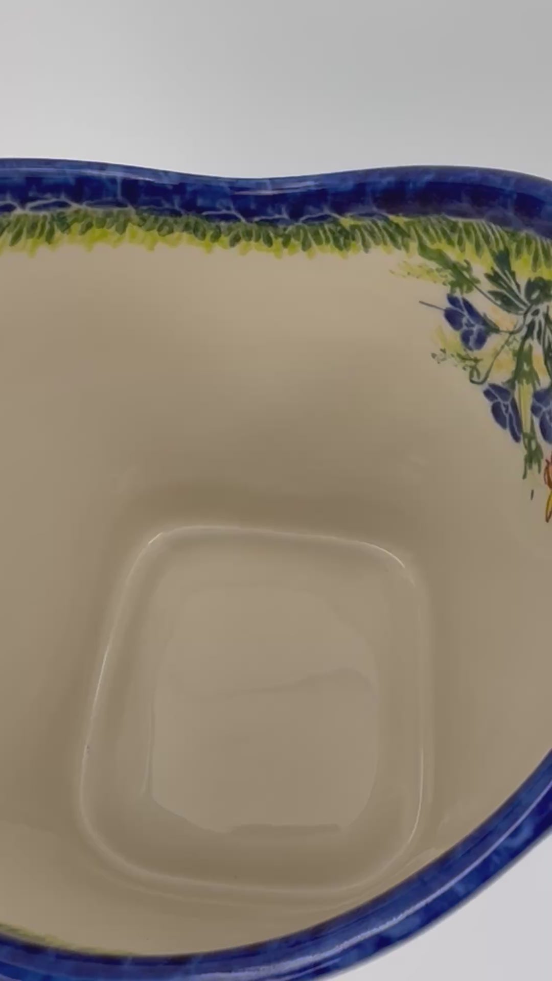 Basket Container & Utensil Med.  Handmade Polish pottery.  UNIKAT Bluebell Meadow Design