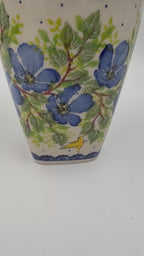Mug XL 18oz. Handcrafted Polish pottery stoneware:  UNIKAT Blue Poppy Songbird
