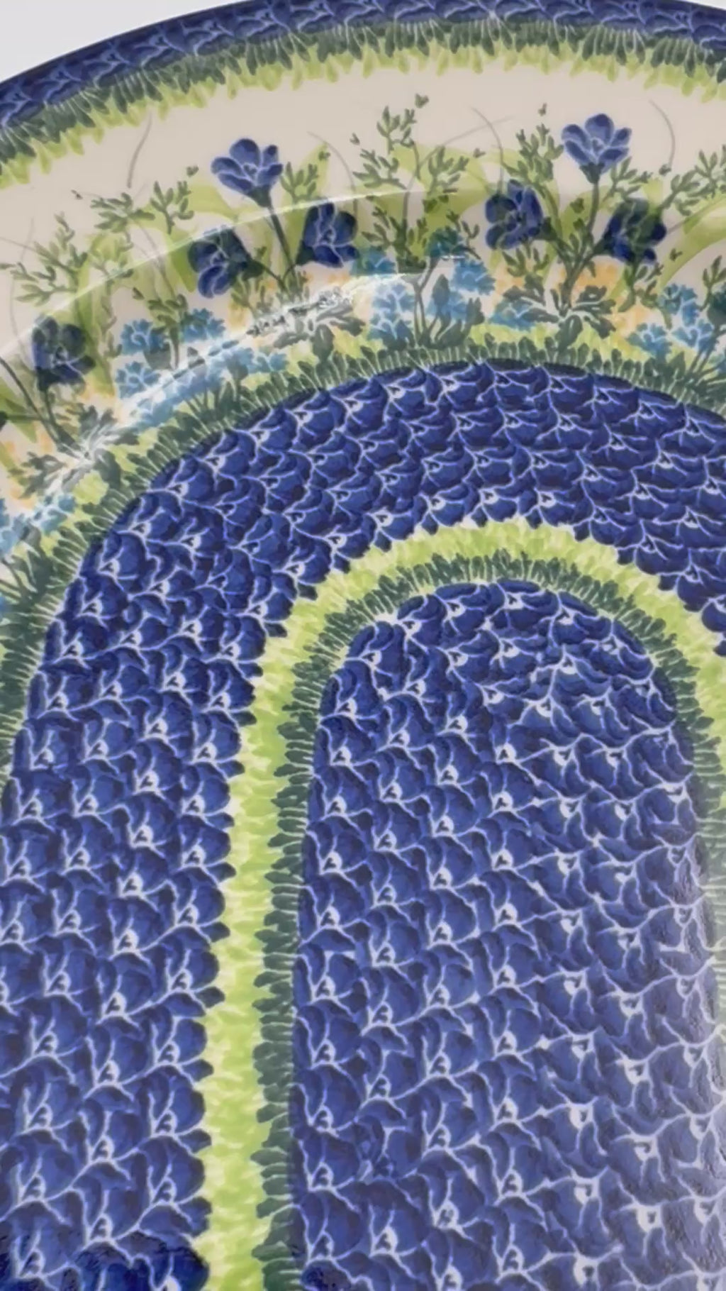 15" XL Oval Platter  Hand crafted Polish pottery stoneware: UNIKAT  Bluebell Meadow Design