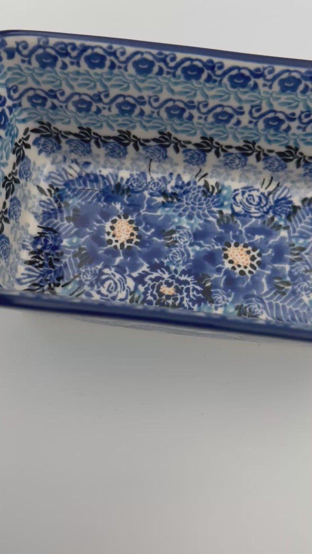 Mini Loaf Pan handmade in Poland.  UNIKAT Fields of Blue design
