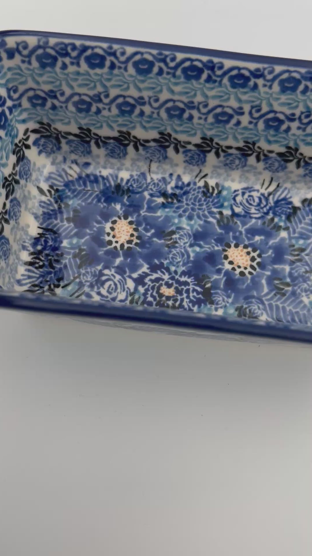 Mini Loaf Pan handmade in Poland.  UNIKAT Fields of Blue design