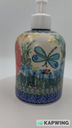 Soap Dispenser 5”.  Handmade Polish pottery.  UNIKAT Garden Delight