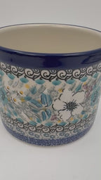 Utensil Jar 5”.  Handmade Polish pottery.  UNIKAT Solstice Bloom