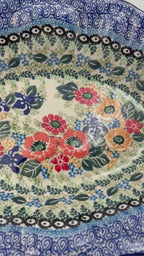 13" Platter with Handles handmade in Poland. Iris Meadow Design