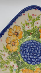 3 Point Bowl.  Hand crafted Polish pottery stoneware:  UNIKAT Orange Poppy Pattern