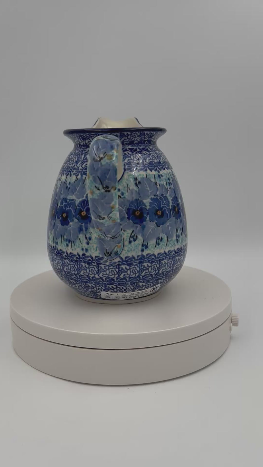 3.5 Cup Pitcher.  Hand painted Polish pottery stoneware.  UNIKAT Deep Winter
