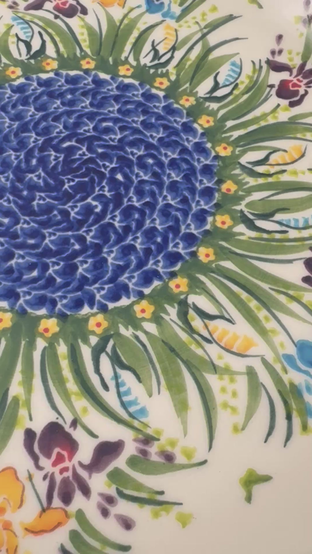 10.2” Plate.  Hand crafted Polish pottery stoneware: UNIKAT Iris Design