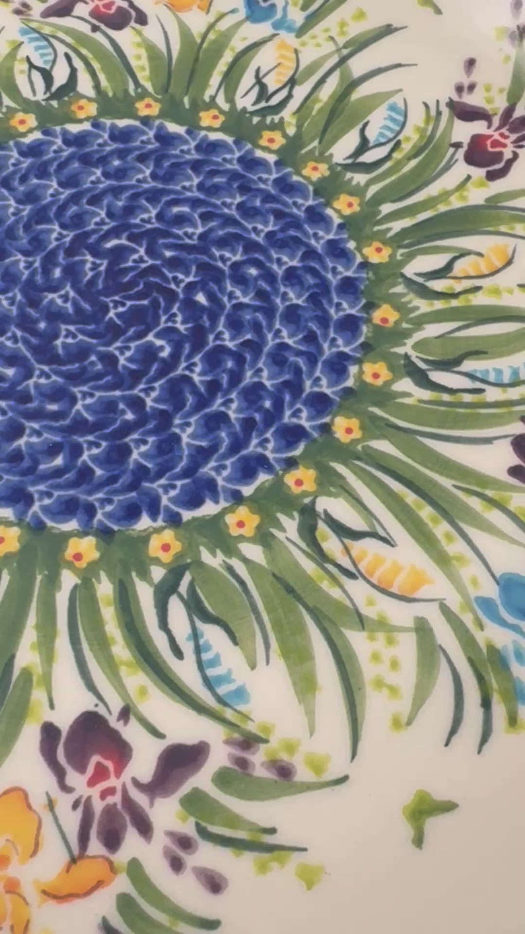 10.2” Plate.  Hand crafted Polish pottery stoneware: UNIKAT Iris Design