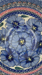 6.25” Deep Bowl.  Hand crafted Polish pottery stoneware: Bloomin Sky