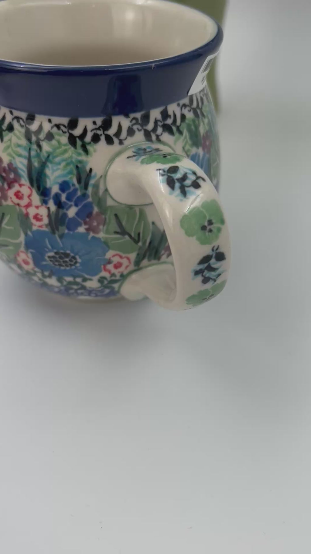 12 oz Bubble Mug. Handcrafted Polish pottery stoneware:  UNIKAT Hidden Meadow Design