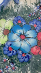 5" Soap Dish.  Handmade Polish pottery.  UNIKAT Forget Me Not Design - Style 2