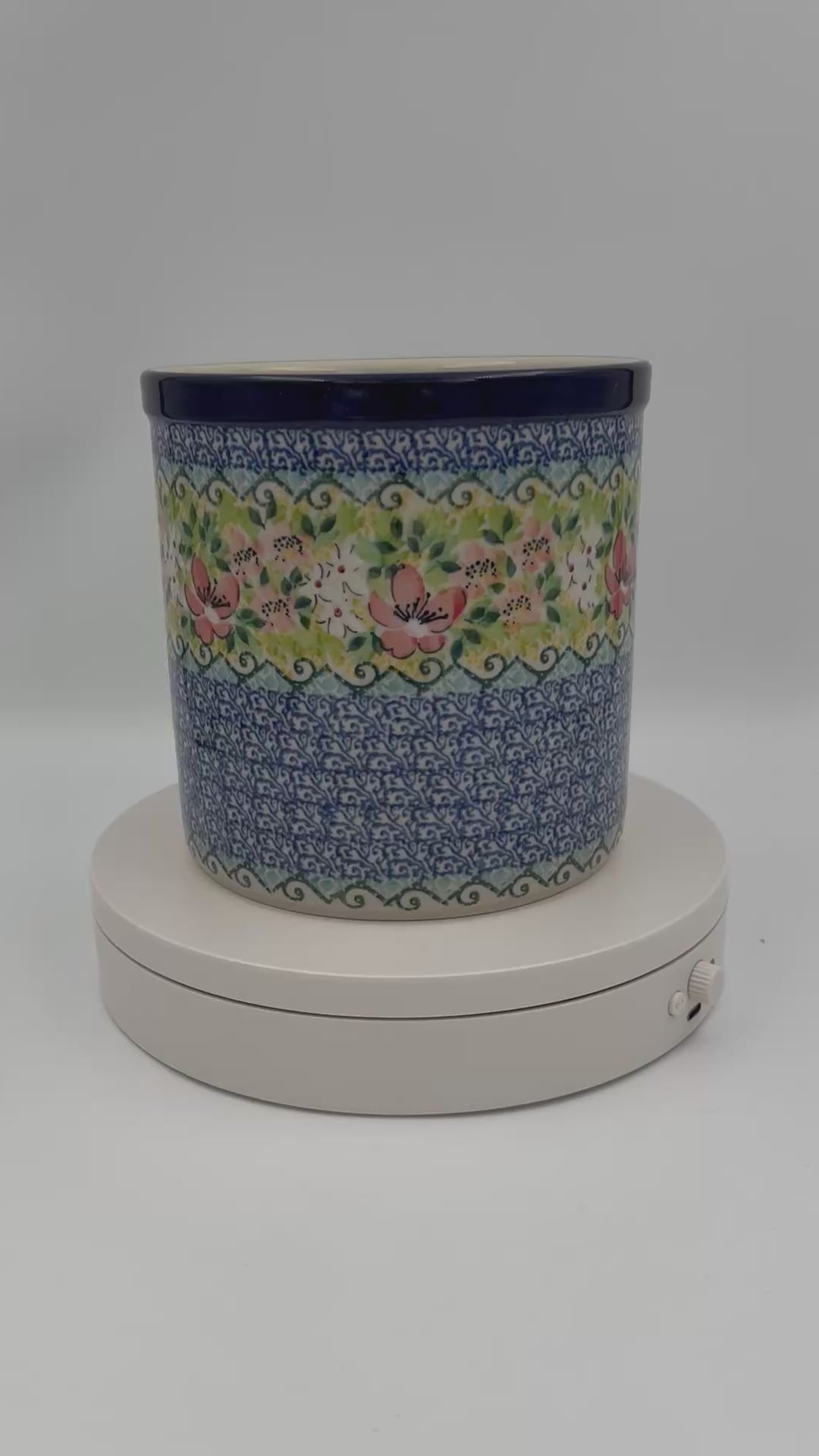 Utensil Jar 6”.  Handmade Polish pottery.  UNIKAT Petal Dance