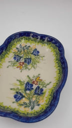 5" Soap Dish.  Handmade Polish pottery.  UNIKAT Bluebell Meadow Design