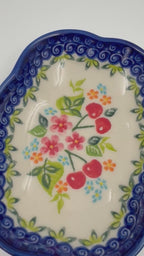 5" Soap Dish.  Handmade Polish pottery.  UNIKAT Cherry Blossom Pattern