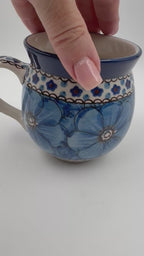 12 oz Bubble Mug. Handcrafted Polish pottery stoneware:  UNIKAT Cobalt Poppies Design
