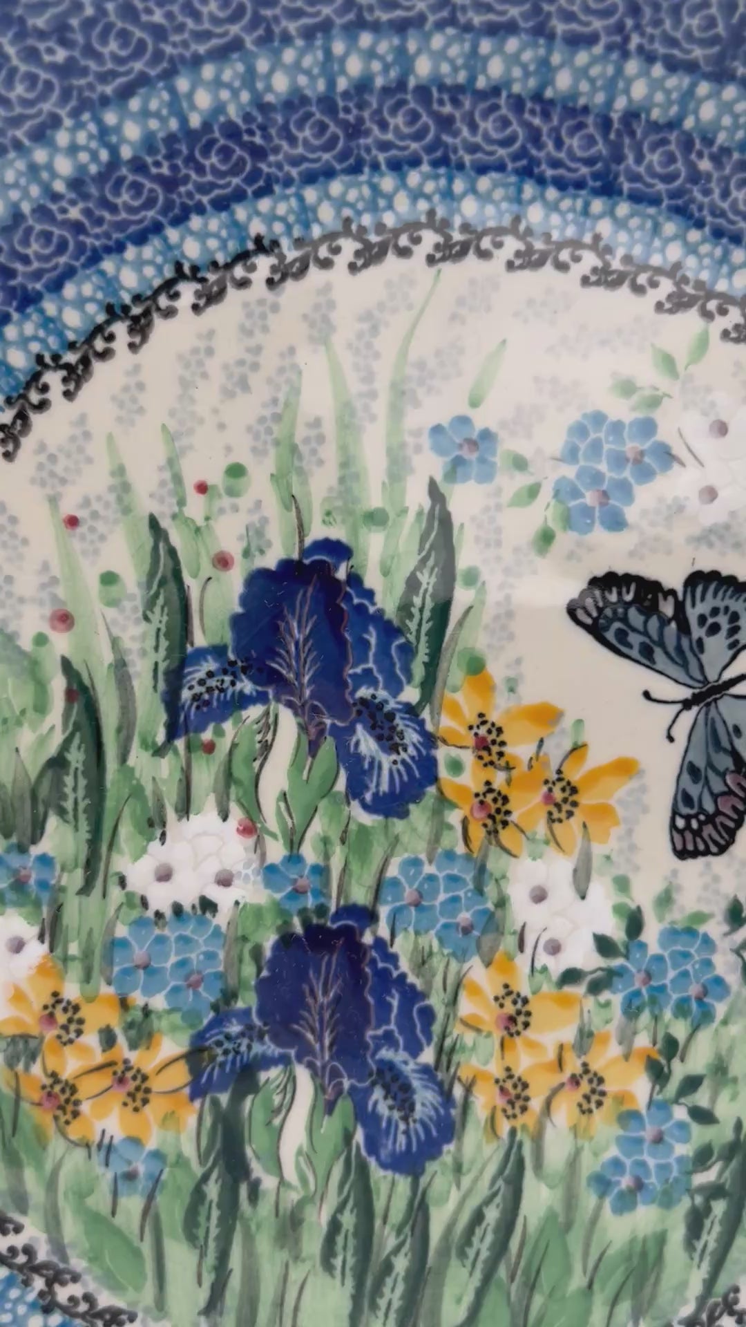10.5” Plate.  Hand crafted Polish pottery stoneware: UNIKAT Sweet Nectar Design