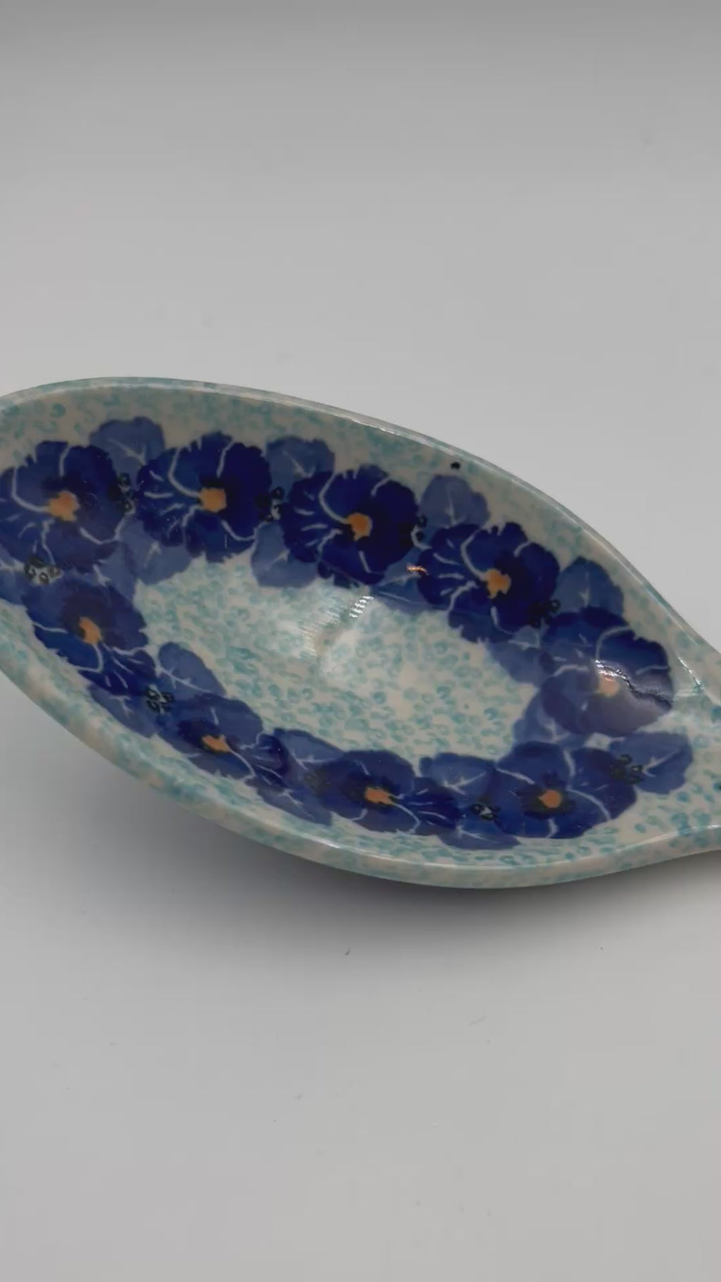 Spoon  13”.  Handmade Polish pottery.  UNIKAT Deep Winter Pattern