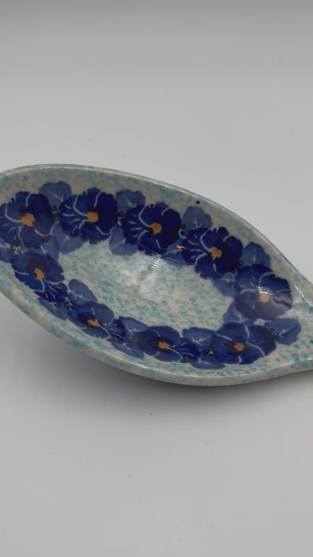 Spoon  13”.  Handmade Polish pottery.  UNIKAT Deep Winter Pattern